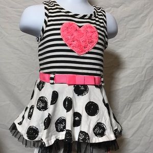 little lass pink heart /black coordinating set
